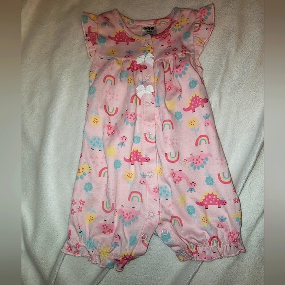 GIRLS DINOSAUR ONE PIECE PINK 3/6M- CJP - Picture 1 of 4